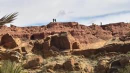 Miembros del ej�rcito argelino vigilan a Miembros del ej�rcito marroqu� desplegados en el oasis.