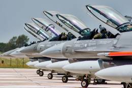 Aviones de combate F-16 de la Fuerza A�rea Argentina (Foto FAA)