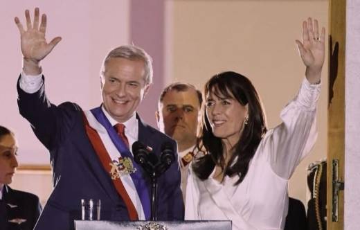 Presidente de la Rep�blica de Chile, Jose Antonio Kast Rist ,en el balc�n de la Casa de Gobierno (La Moneda)