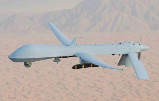 Un MQ-1 Predator, armado con misiles AGM-114 Hellfire en misi�n de combate sobre Afganist�n (Foto de la Fuerza A�rea de EE. UU. / Teniente Coronel Leslie Pratt)