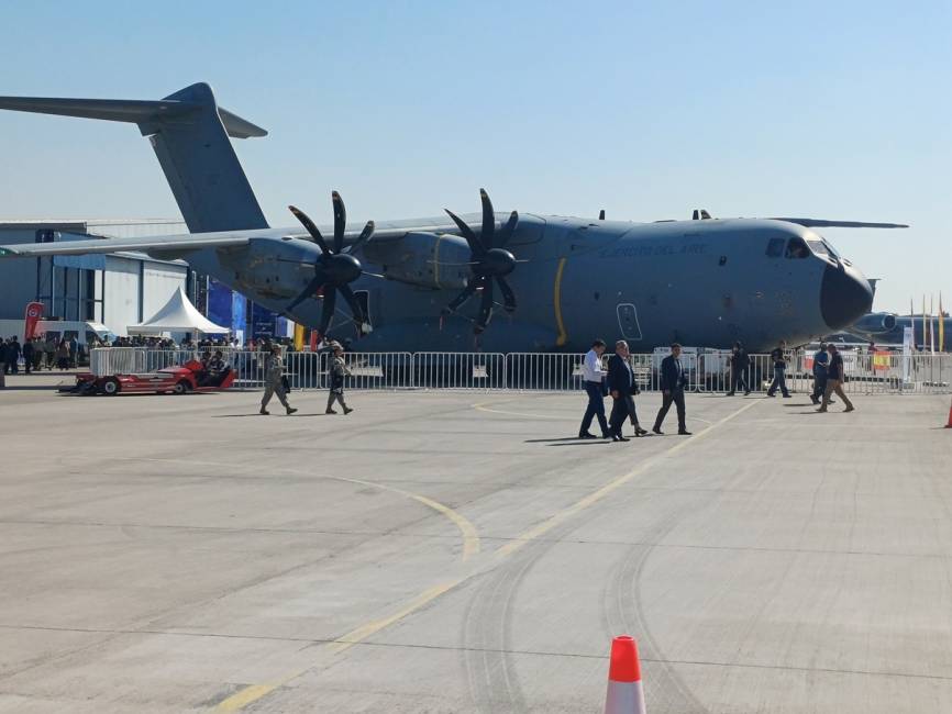 Airbus A-400M del Ala 31 del Ejército del Aire y del Espacio de España, asentado en la Base Aérea de Zaragoza.