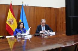 Robles mantiene una videoconferencia con el ministro de Defensa de Ucrania Mykhailo Fedorov. Foto Jaime Mario Gonz�lez MDE.