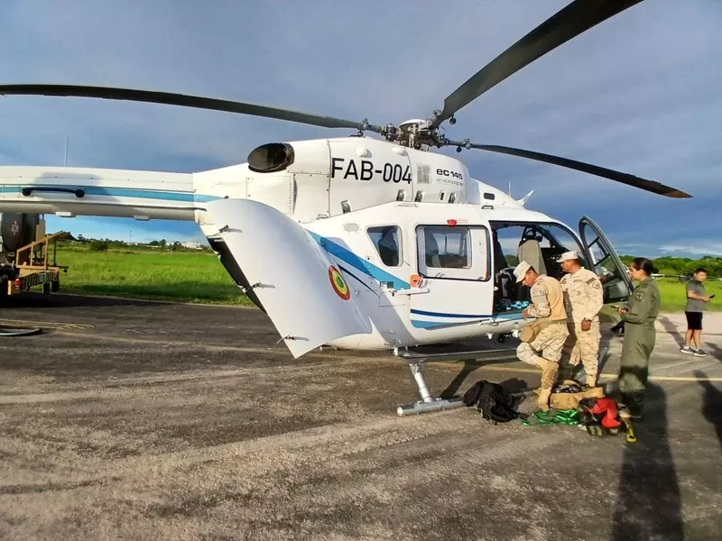 Helic�ptero EC-145 de la Fuerza A�rea Boliviana (FAB) que particip� en el rescate de los pasajeros del Cessna 207. Foto: MINDEF Bolivia