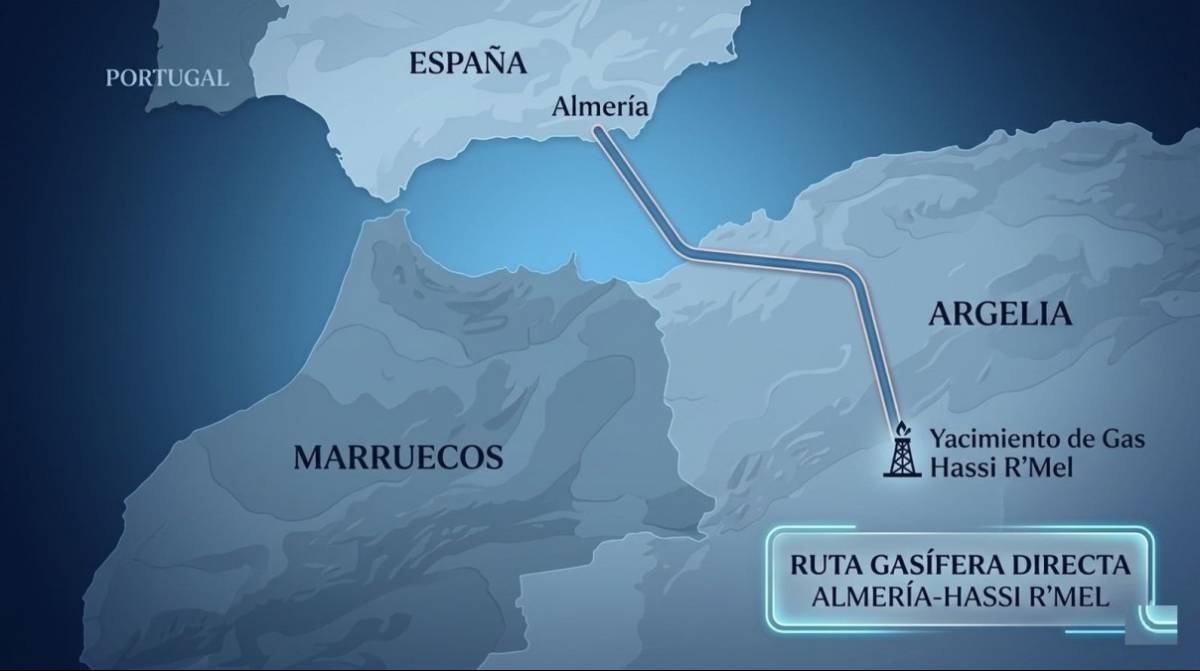 El gasoducto Medgaz, representado en la imagen, une directamente el yacimiento argelino de Hassi R