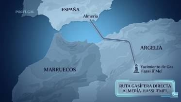 El gasoducto Medgaz, representado en la imagen, une directamente el yacimiento argelino de Hassi R