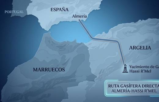 El gasoducto Medgaz, representado en la imagen, une directamente el yacimiento argelino de Hassi R