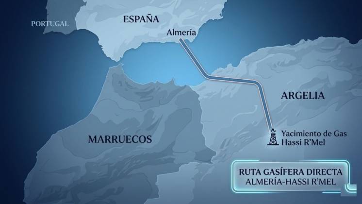 El gasoducto Medgaz, representado en la imagen, une directamente el yacimiento argelino de Hassi R