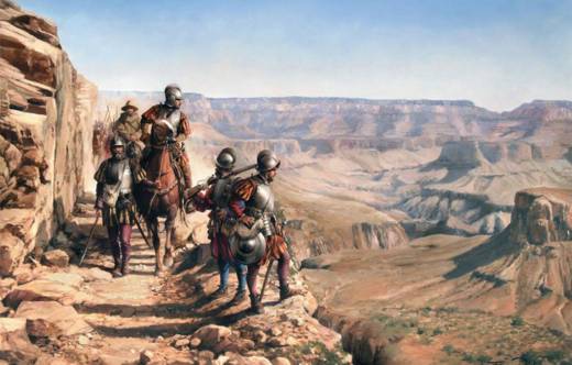 Espa�oles en el Gran Ca��n. Obra de Augusto Ferrer-Dalmau.