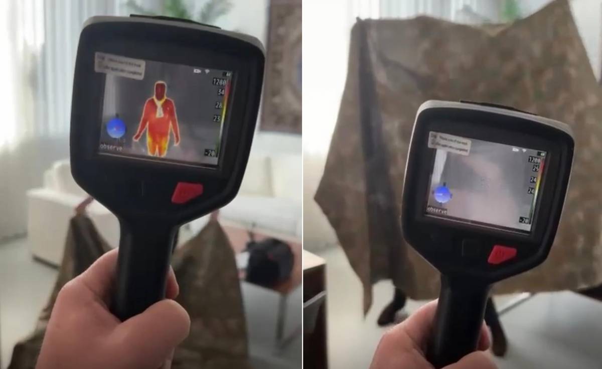 Prueba con visor térmico. El tejido elimina la firma térmica (Hispano Vema) Prueba con visor térmico. El tejido elimina la firma térmica (Hispano Vema)