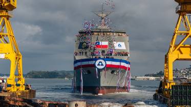 Botadura del Buque multiprop�sito LPD-93 �Magallanes� de la Armada de Chile.