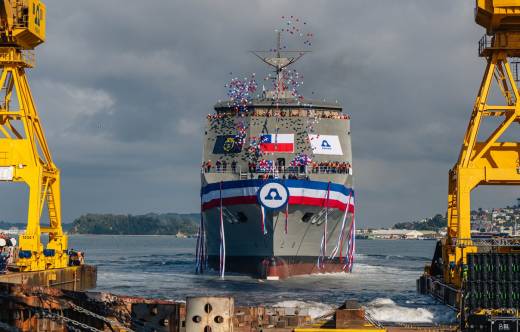 Botadura del Buque multiprop�sito LPD-93 �Magallanes� de la Armada de Chile.