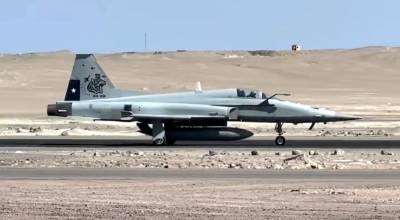 Caza F-5 Tiger III de la FACh con nueva insignia en el tim�n de cola por sus 50 a�os en Chile (Foto: Alejandro Santander)