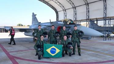 Caza F-39E Gripen de la For�a A�rea Brasileira y su debut internacional en los ejercicios Salitre 2026 (Foto: FACh)