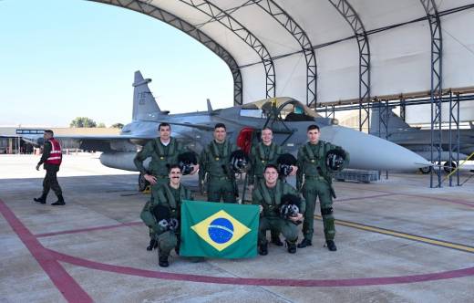 Caza F-39E Gripen de la For�a A�rea Brasileira y su debut internacional en los ejercicios Salitre 2026 (Foto: FACh)