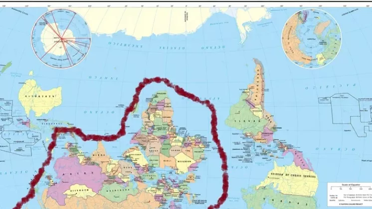 La Isla del Mundo (Mackinder). Fuente: Elaboraci�n del autor sobre Mapa pol�tico del Mundo. Instituto Geogr�fico Nacional