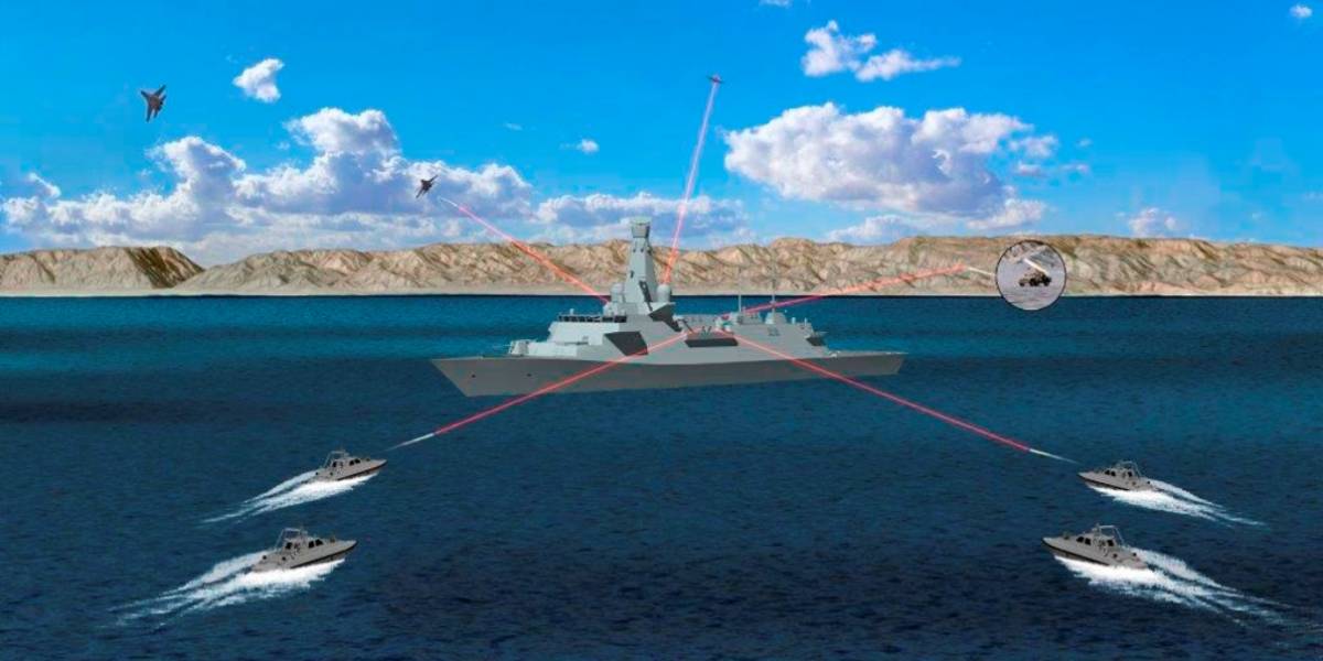 Infografía de un ataque con ármas láser a bordo de un buque (MBDA) Infografía de un ataque con ármas láser a bordo de un buque (MBDA)